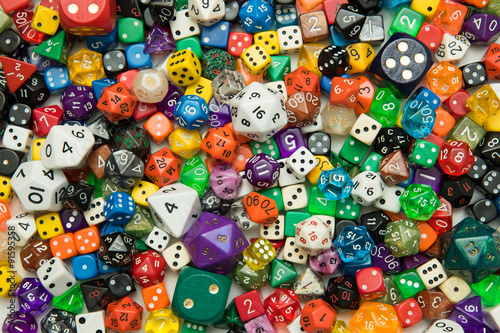 Multicoloured dice background photo