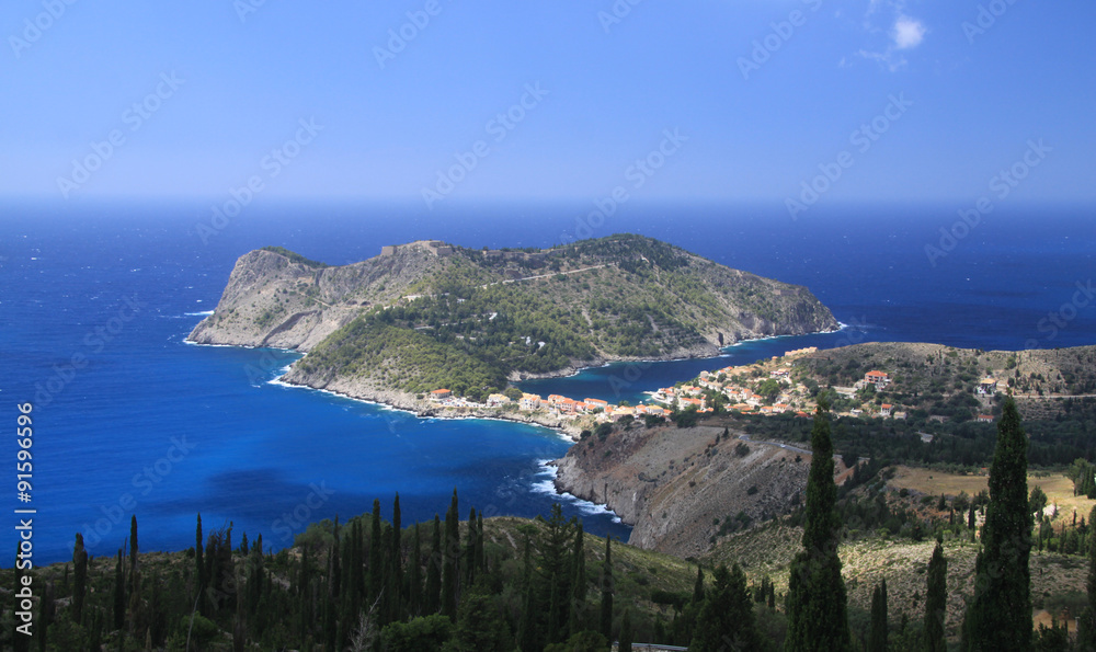 The village of Assos on the island of Cephalonia