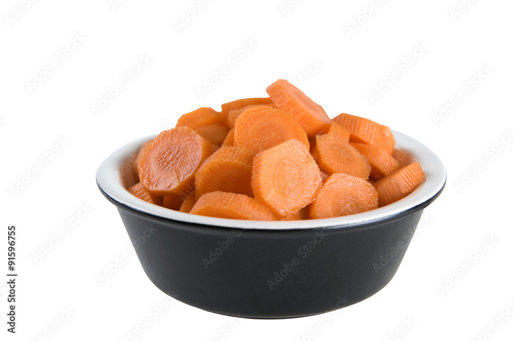 carrot in a bowl on a white background carrot in a bowl on a white background