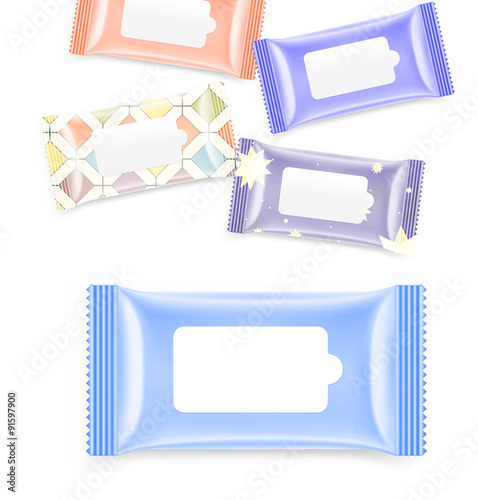 Wet wipes packing isolated on white background. Vector illustration