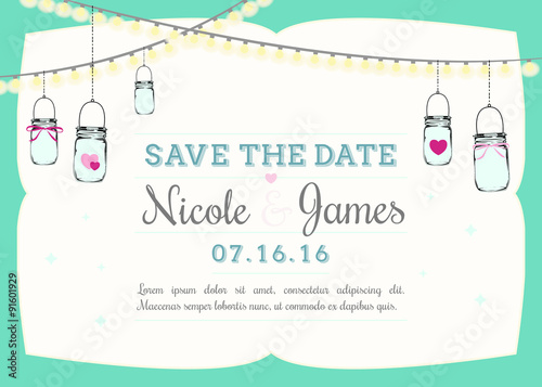 Hanging mason jars - invitation