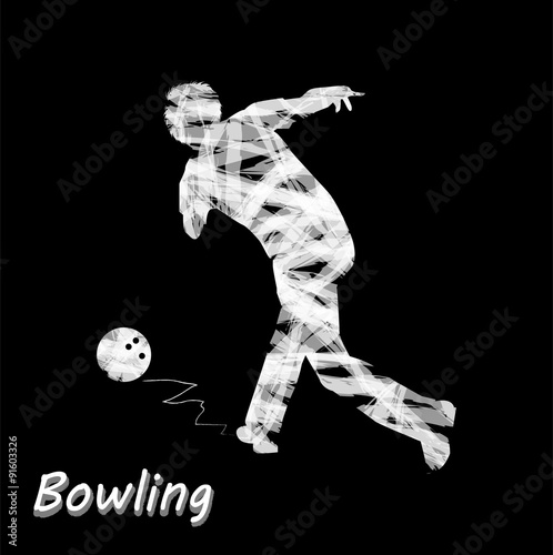 silhouette astratta di giocatore di bowling