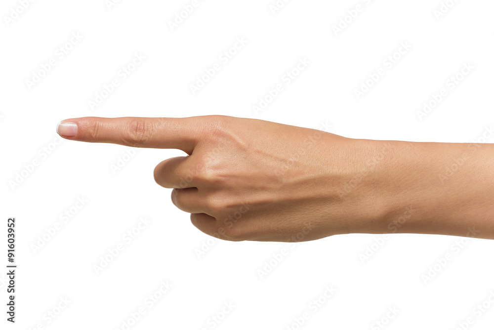 Human hand point with finger