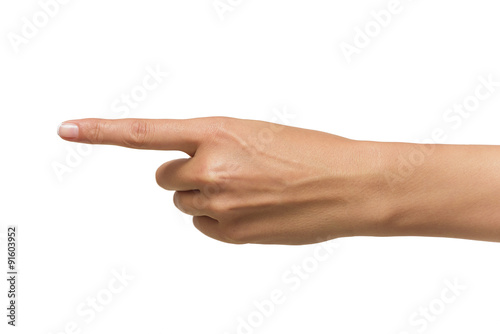 Human hand point with finger 