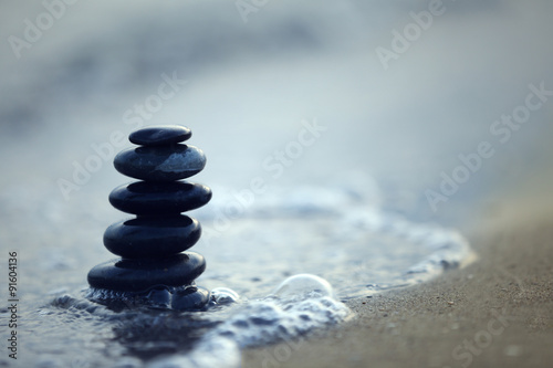 Canvas Print Spa stones on sea beach outdoors