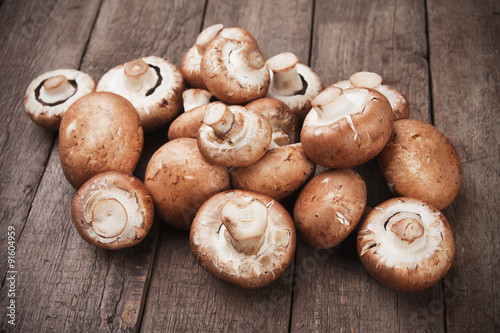 Raw portabello mushrooms photo