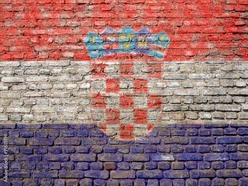 Croatian flag painted on a wall