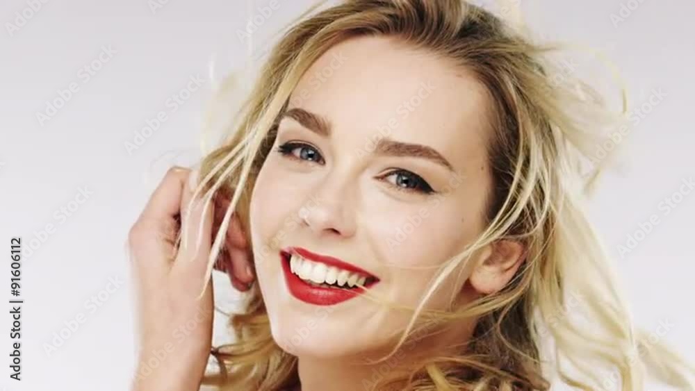 Beautiful blonde woman hair blowing sensual portrait - Red Epic Dragon Beautiful blonde woman hair blowing sensual portrait - Red Epic Dragon