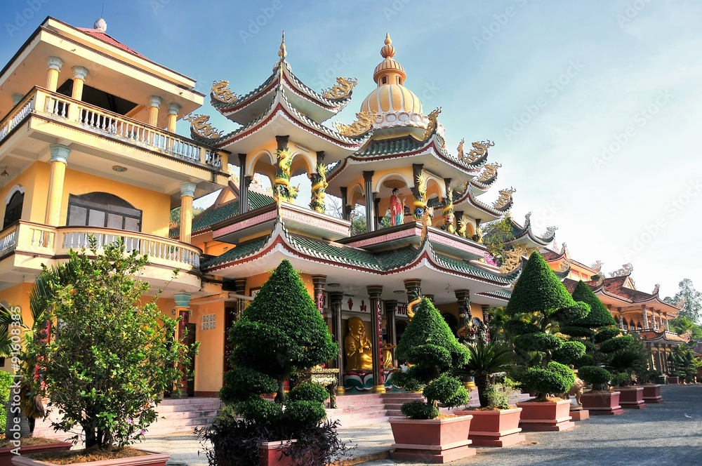 Naklejka premium Buddhist pagoda (Nui Cau) in Tay Ninh, near Ho Chi Minh city, Vietnam