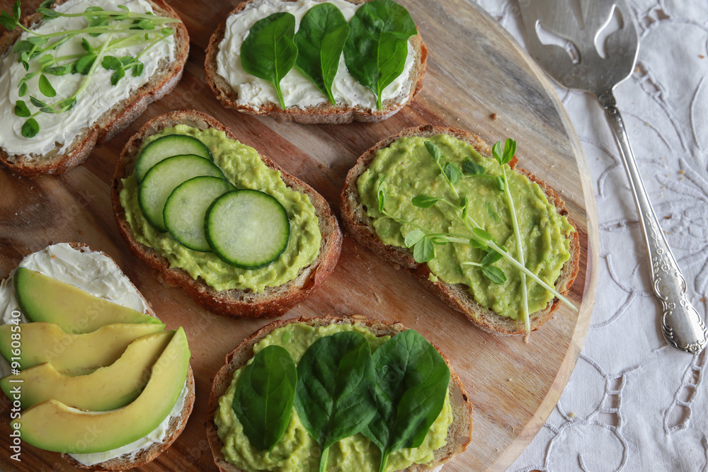 Green sourdough open face sandwiches Green sourdough open face sandwiches