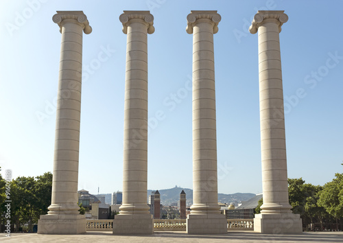 The Four Columns, created by Josep Puig i Cadafalch, is on the place in front of Museu Nacional d'Art de Catalunya, Barcelona, Spain. photo