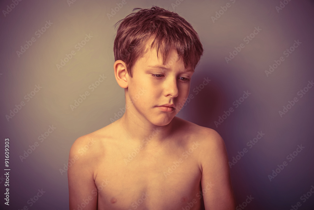 Teenage boy about ten years old European appearance brown naked Stock Photo  | Adobe Stock