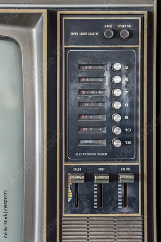 Fotografie Control panel of old classic color analog television