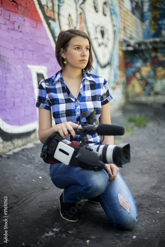 girl with camera photo