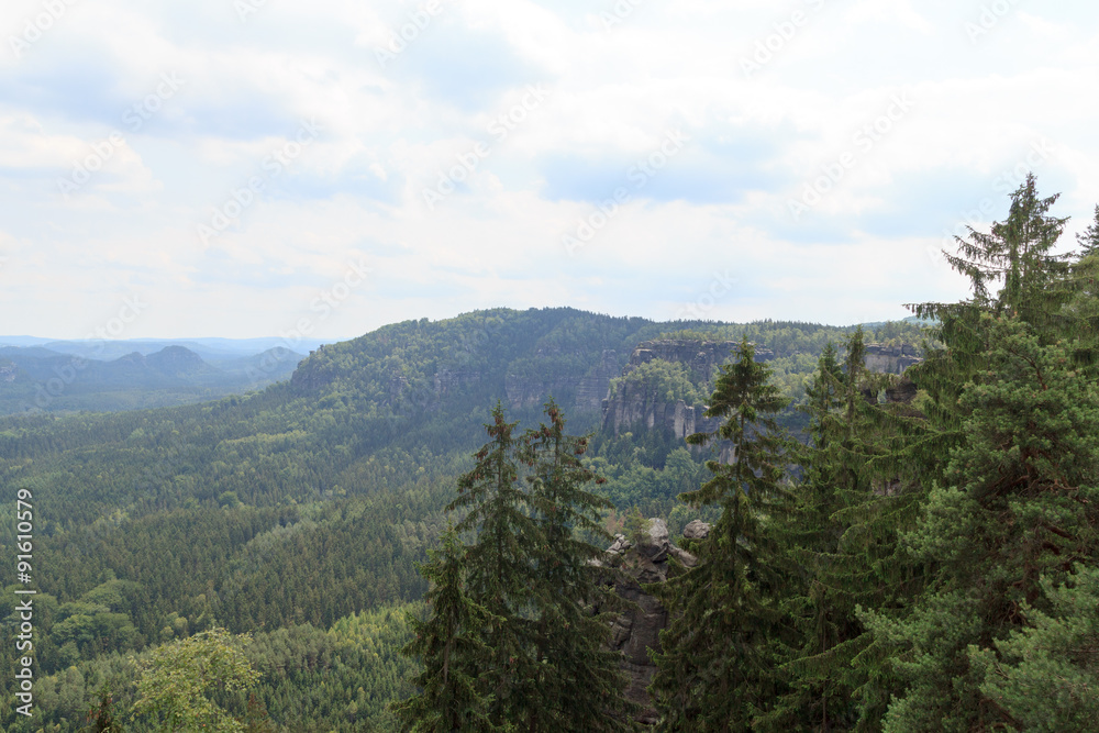 Panorama view from Carolafelsen, Affensteine in Saxon Switzerland