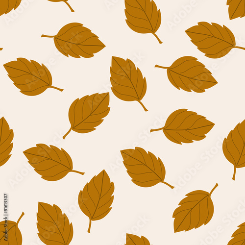 Autumn leaves, seamless vector illustration with orange leaves.