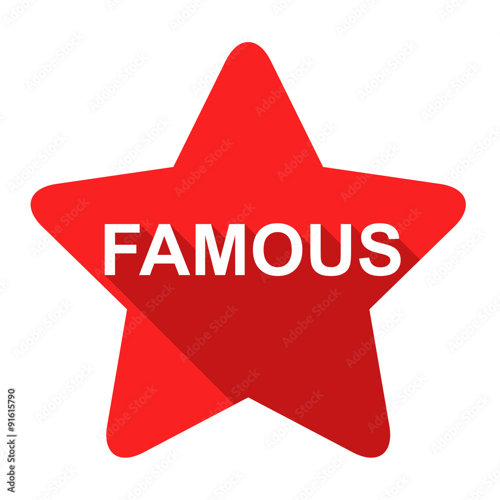 Icono plano estrella texto FAMOUS sombra rojo Icono plano estrella texto FAMOUS sombra rojo