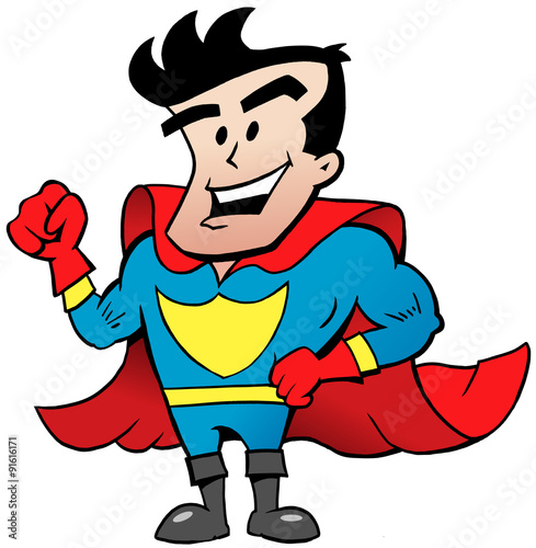 Vector Cartoon illustration of an Strong Happy Super Hero
