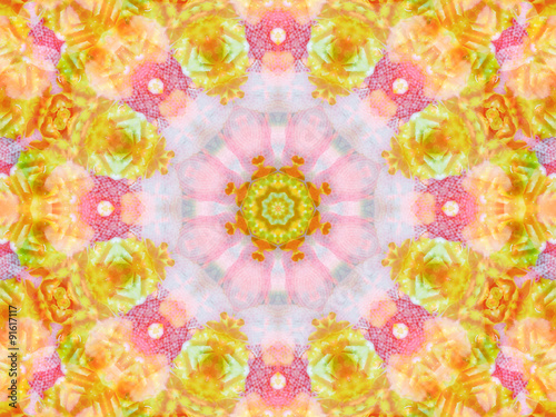 orange color drawing in kaleidoscope pattern
