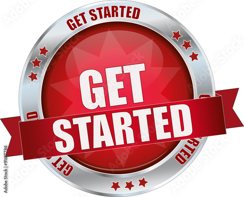 modern red get started vector sign