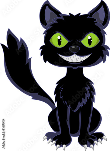 Fototapeta Naklejka Na Ścianę i Meble -  Happy black cat sitting
