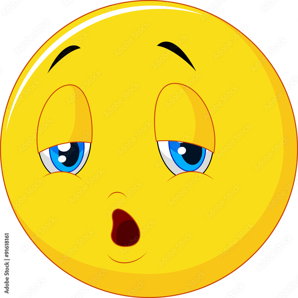 Fototapeta premium Exhausted and tired emoticon isolated on white background