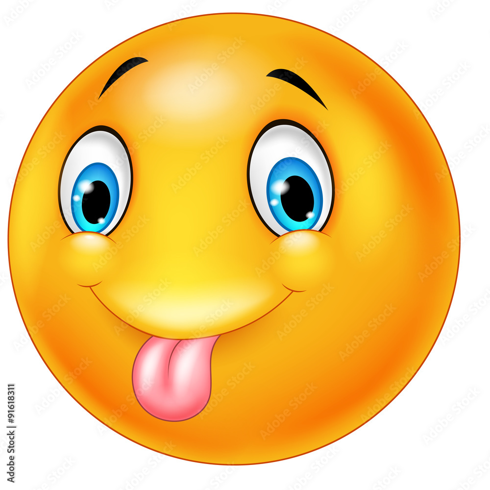 cartoon smiley face with tongue sticking out