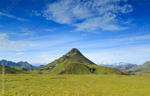 Amazing mountains in the Highland of Iceland on the Laugavegur hiking trail.