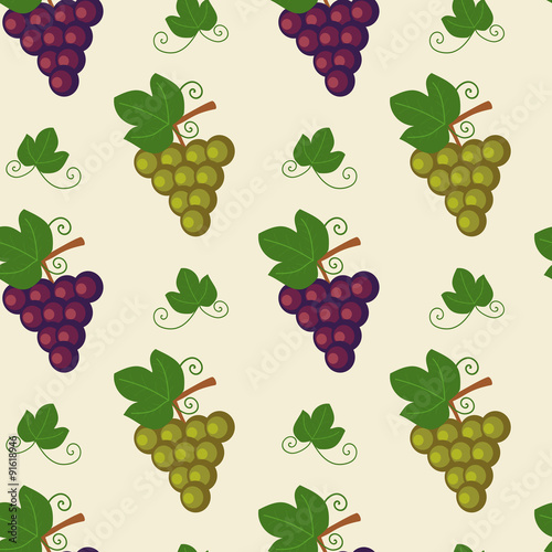 grape with leaves seamless vector pattern background illustration