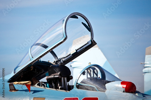 Cockpit of fighter jet photo
