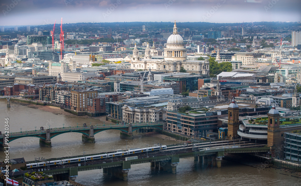 LONDON, UK - SEPTEMBER 17, 2015: London panorama. St. Pauls cathedral 