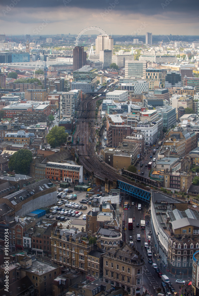LONDON, UK - SEPTEMBER 17, 2015: London panorama with office buildings LONDON, UK - SEPTEMBER 17, 2015: London panorama with office buildings