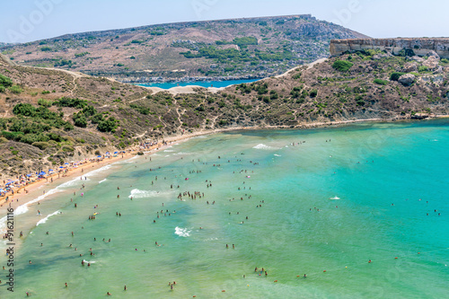 Fototapeta Naklejka Na Ścianę i Meble -  Tuffieha Bay Sandy Beach in Malta