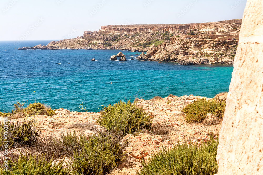 Cliffs near Tuffieha Bay Beach in Malta