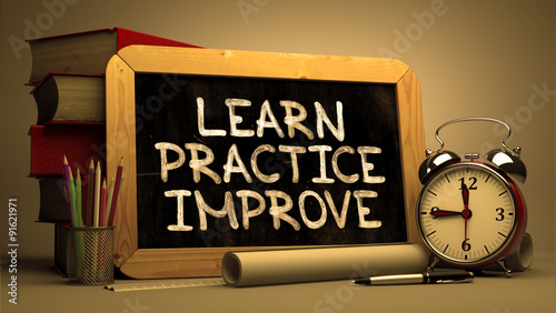 Konstfotografi Hand Drawn Learn Practice Improve Concept on Chalkboard.