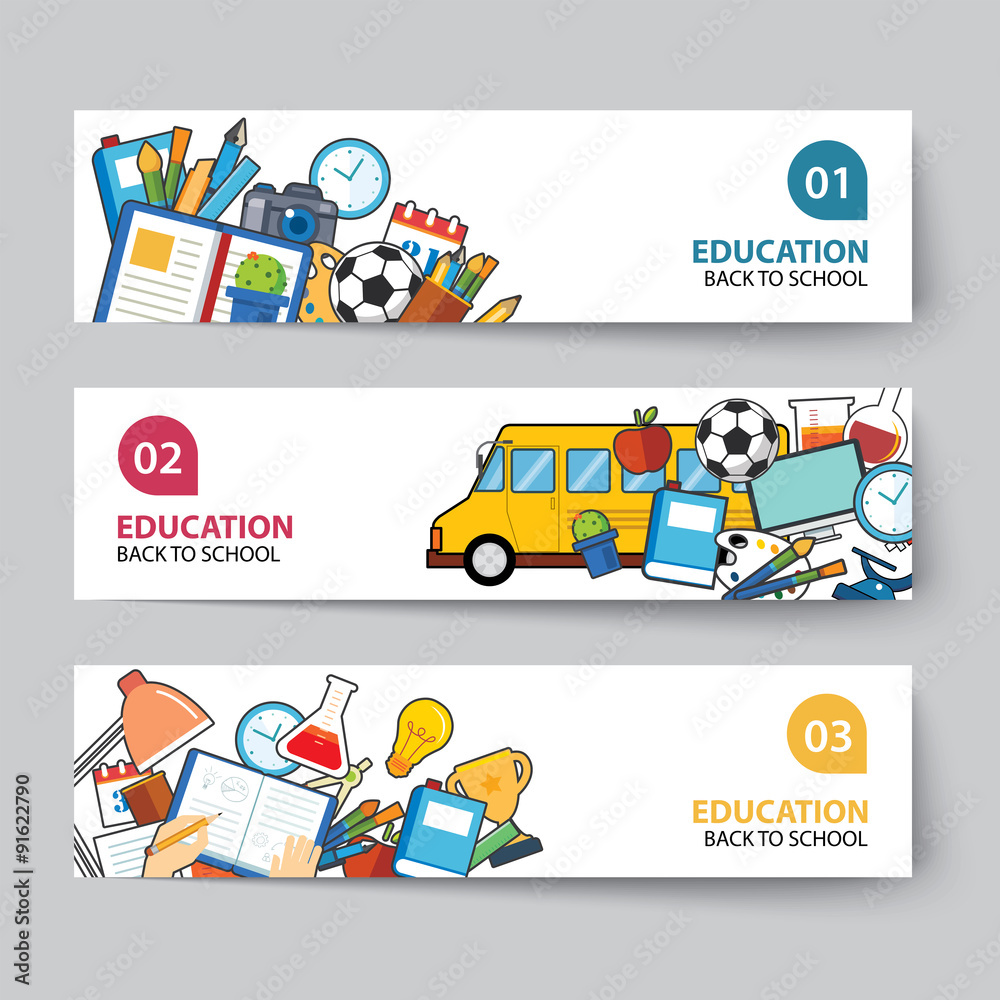 education and back to school banner concept flat design education and back to school banner concept flat design