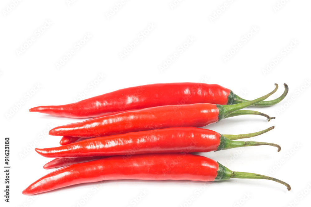 red chili peppers, isolated on white
