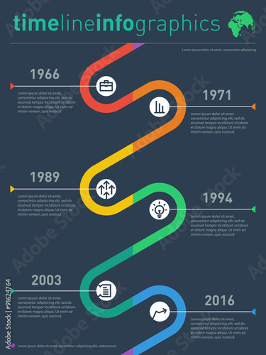 Vector time line info graphic with diagram and over Graph elemen
