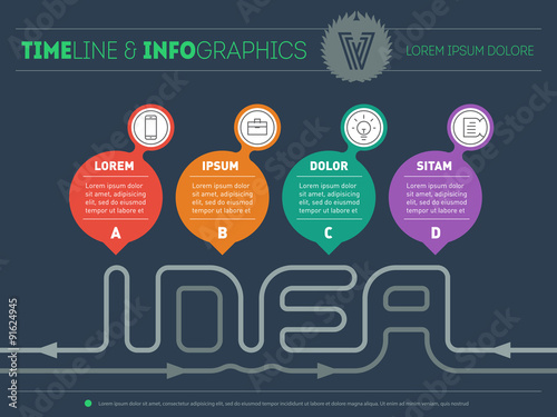 How to create a creative idea. Infographic web template with ico