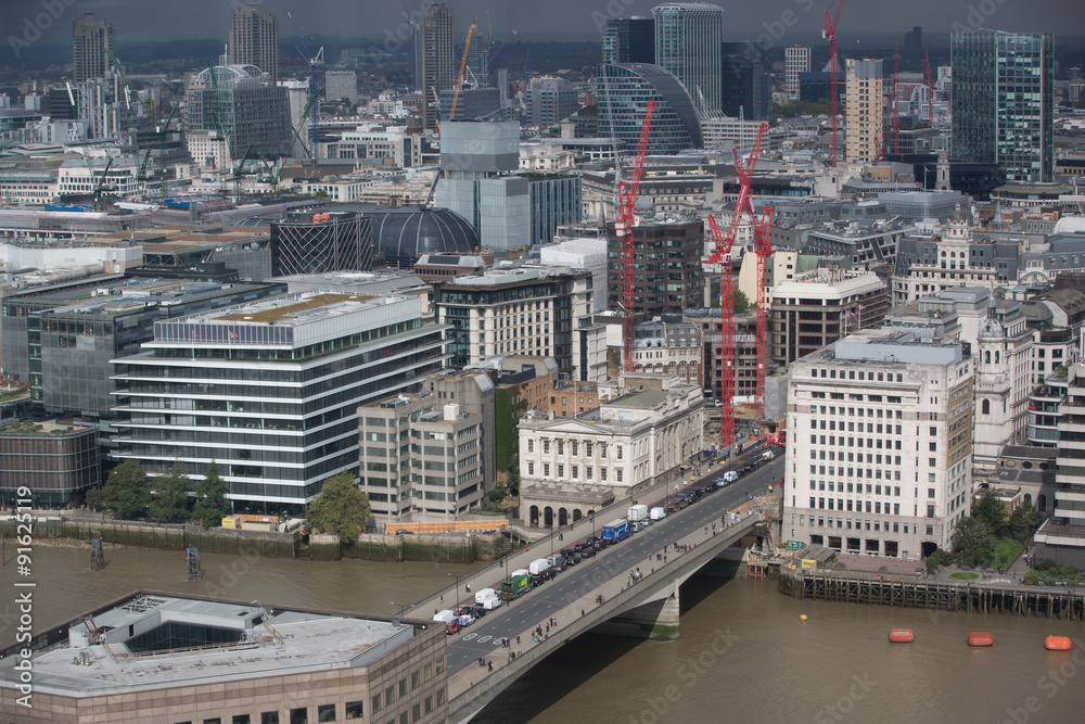 LONDON, UK - SEPTEMBER 17, 2015: London panorama with River Thames and London bridge