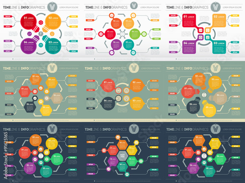 Set of Web Templates for diagram or presentation. Vector infogra