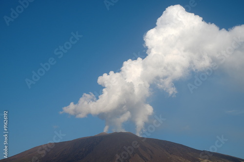 Etna Volcano Emit White Volcanic Gas, Sicily