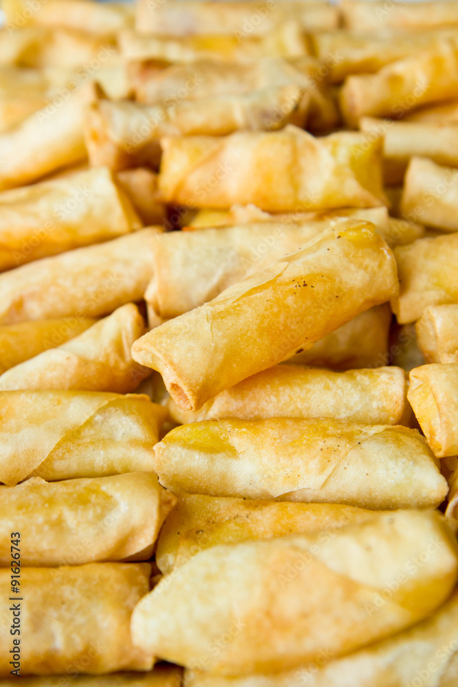 Fried bacon and cheese spring rolls food Fried bacon and cheese spring rolls food