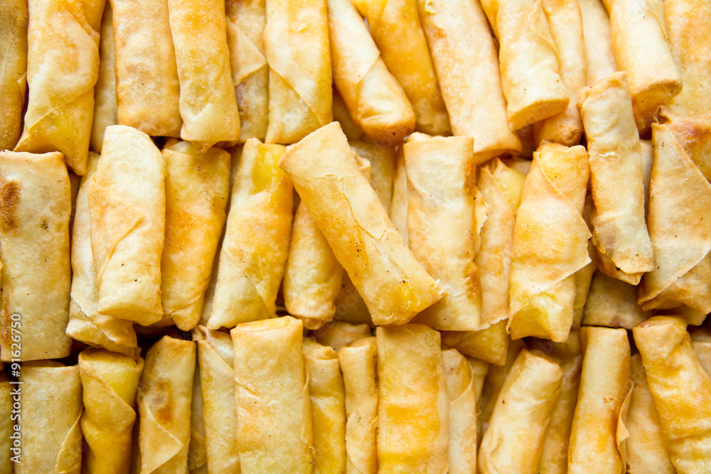 Fried bacon and cheese spring rolls food Fried bacon and cheese spring rolls food