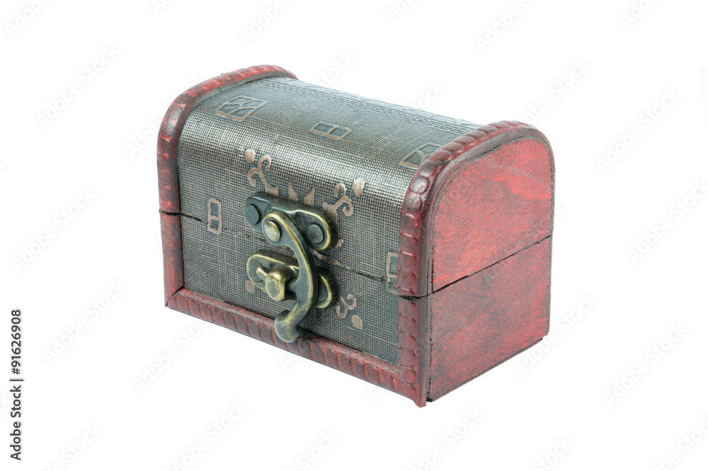 Treasure chest wooden old on white background Treasure chest wooden old on white background