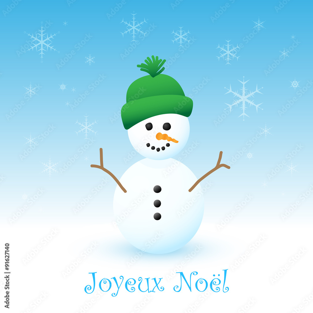 Carte Joyeux Noel Avec Bonhomme De Neige Stock Vector Adobe Stock