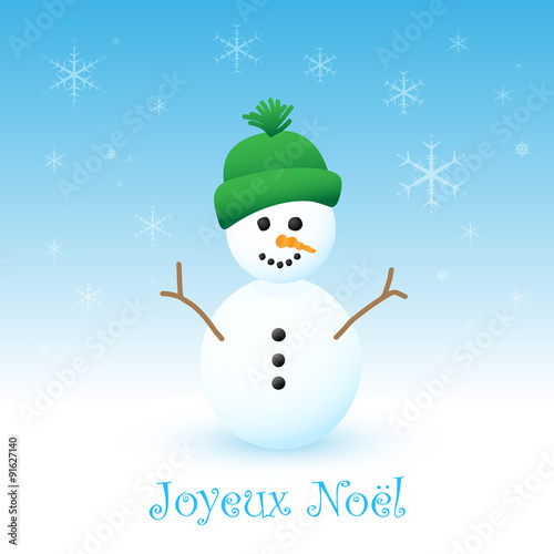 Carte Joyeux Noël avec Bonhomme de Neige