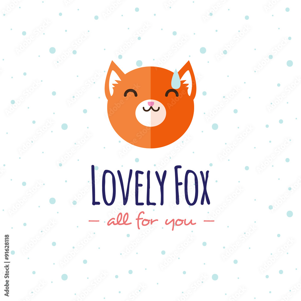 Naklejka premium Vector cartoon fox head logo. Flat logotype.
