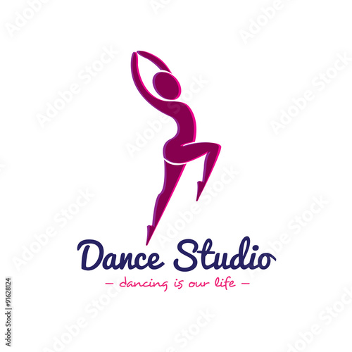 Vector dance studio logo. Dancer logotype