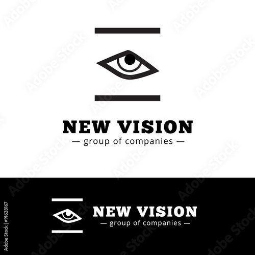 Vector minimalistic black and white eye logo. Eye logotype.